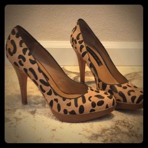 Steven platform leopard calf hair heels 7.5